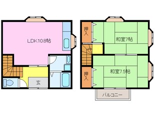 高野団地アパートＢの物件間取画像